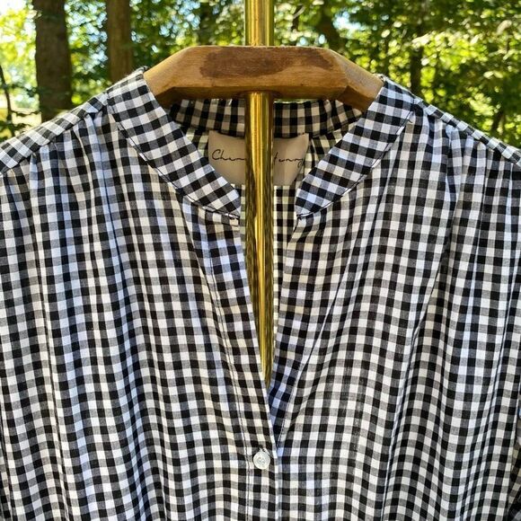 Charles Henry Black White Gingham Check Button Up Dress - Picture 7 of 9